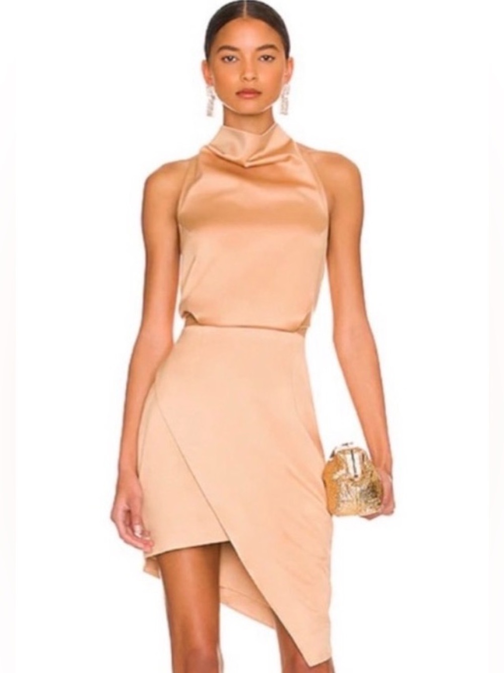 Elliatt Blush Gold Satin Mini Dress